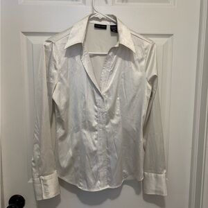 New York & Company Elegant Cream Blouse